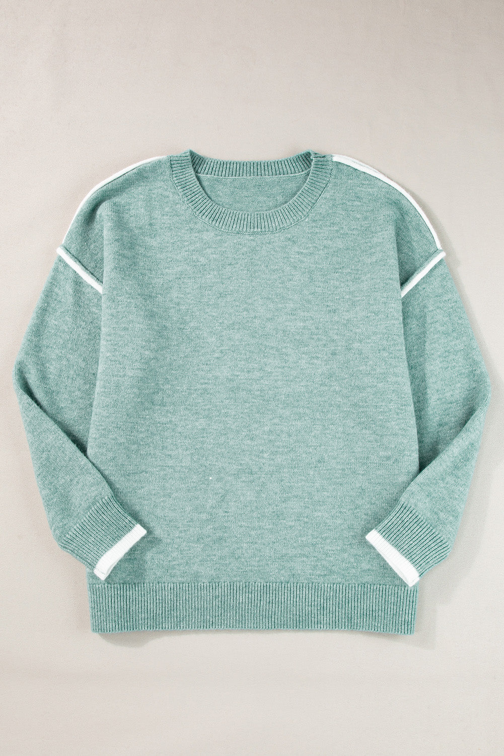 Pull à col rond Moonlight Jade color block à bords contrastés