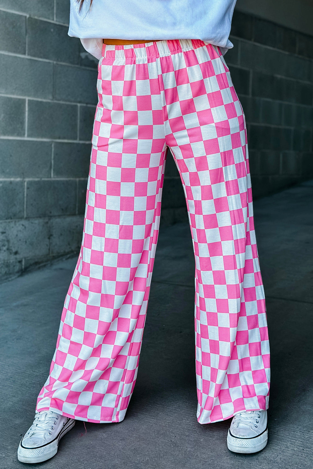 Bonbon 2-Tone Checked Print High Taille Wide Leghose