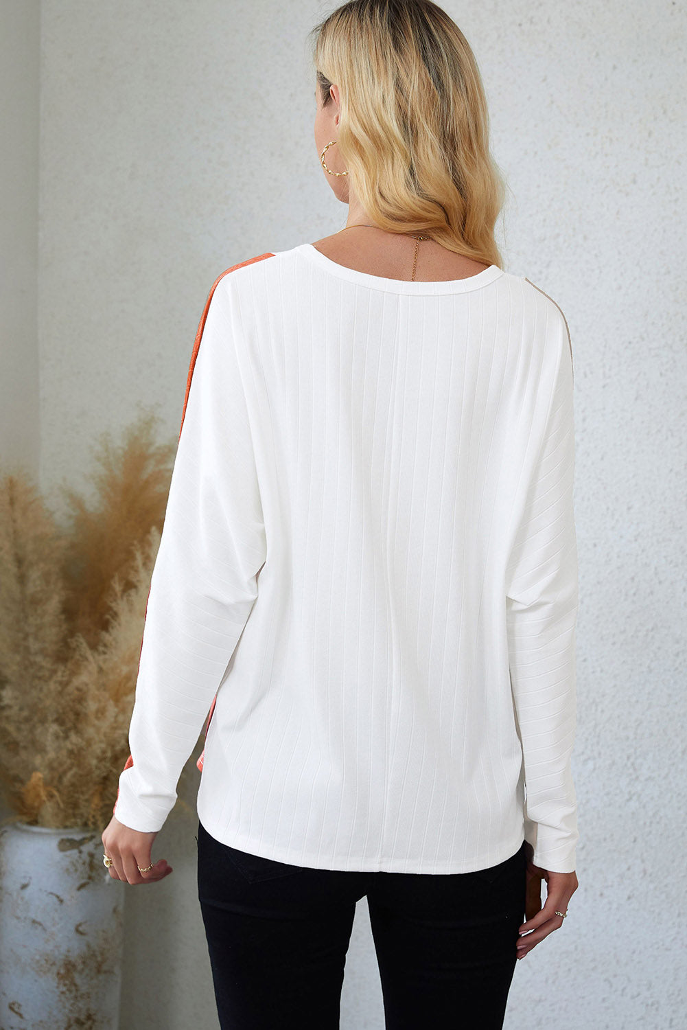 Top de punto Dolman color block albaricoque