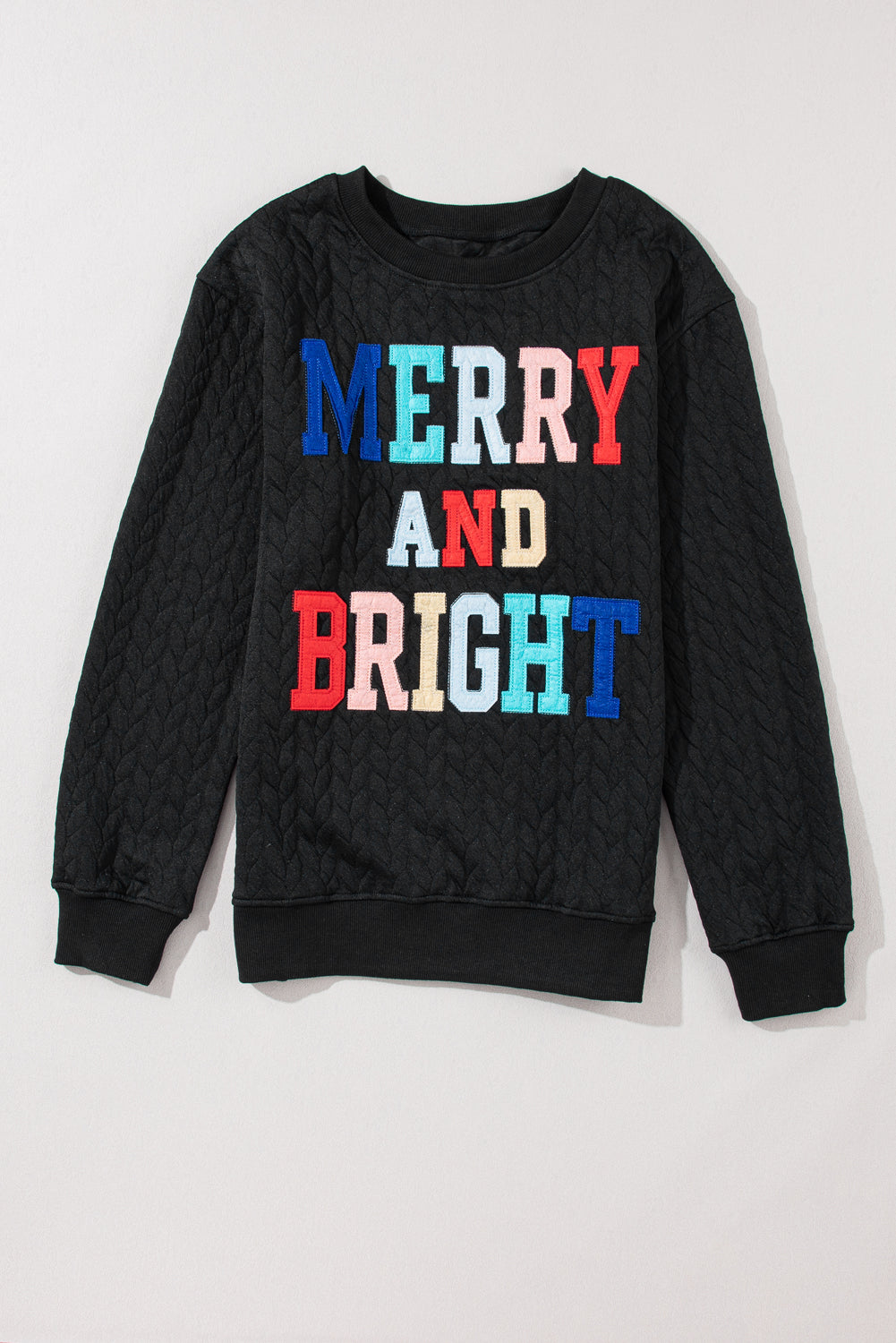 Black Merry And Bright Cable Knit Pullover Sweatshirt