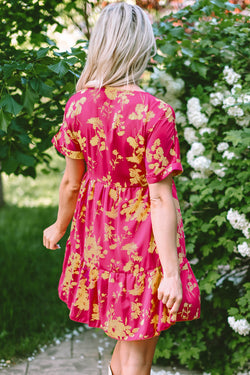 Vestido smbejado con asas de murciélagos y estampado floral rosa