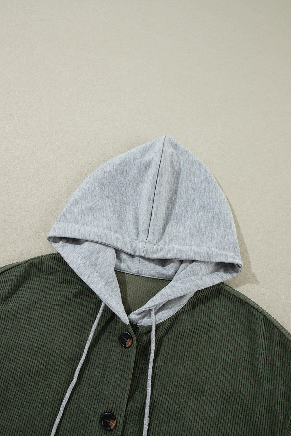 Surprised hooded jacket in ribbed velvet contrast jungle