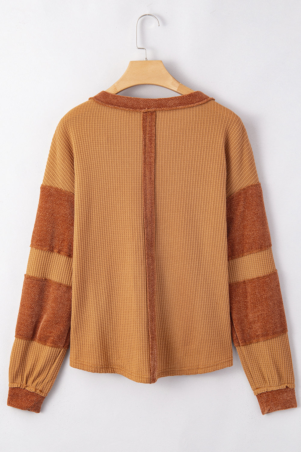 Contrasto arancione rattopparato con la cucitura esposta Waffle Knit Top