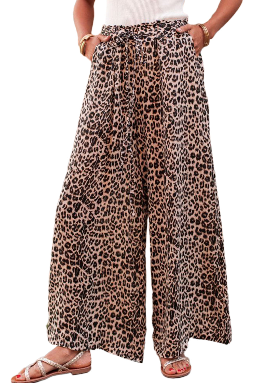 Pantalones anchos de leopardo boho de Desert Palm