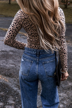 Smoke gray body print leopard with long sleeves *