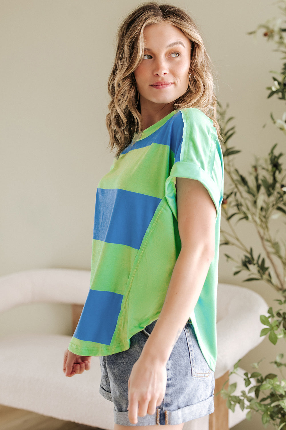 Camiseta azul de bloque azul *