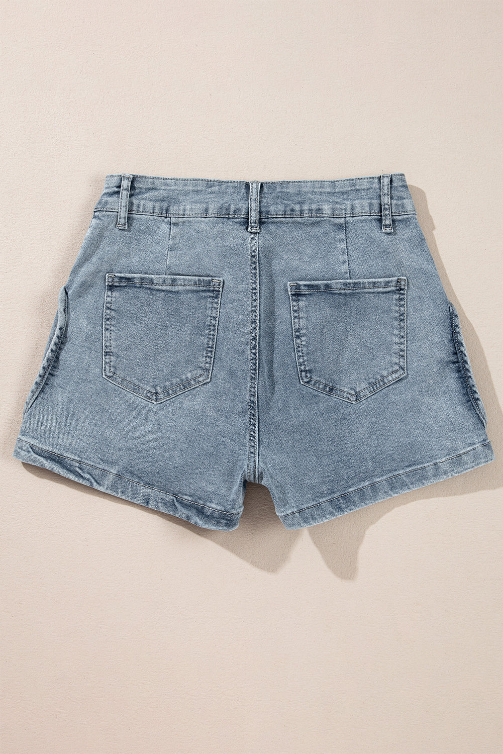 Dusk Blue Studded Acid Wash Jean Shorts