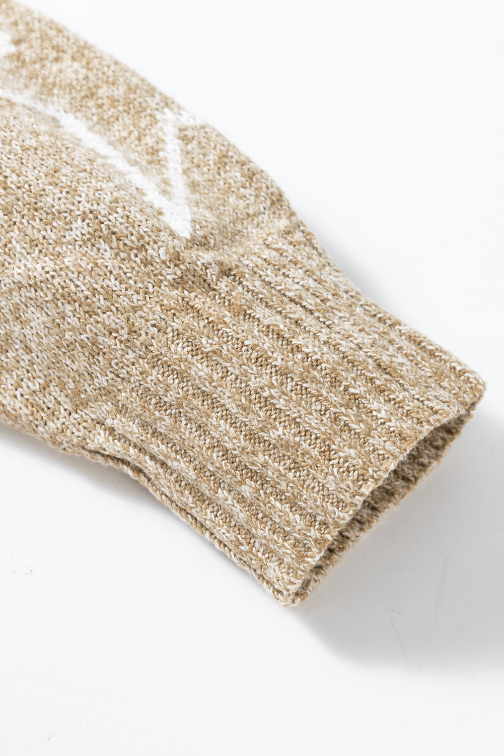Khaki Star Patten Drop Should Plus Size Sweater