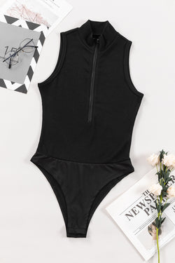 Côte black bodysuit without rising collar *