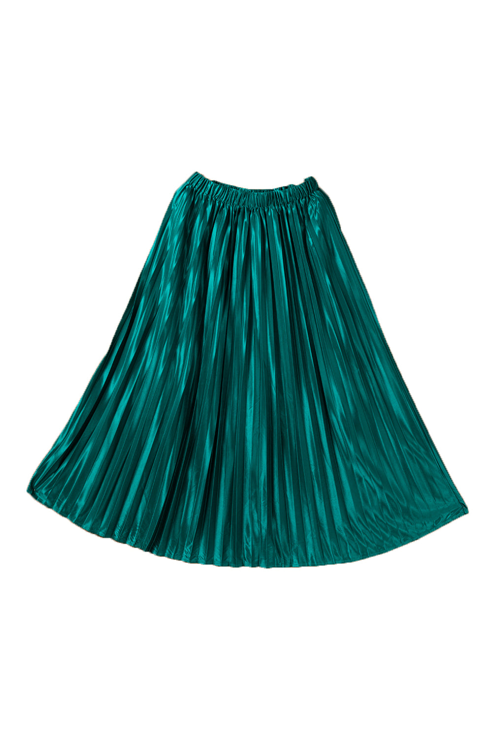 Taille élastique en satin vert noirâtre jupe maxi plissée