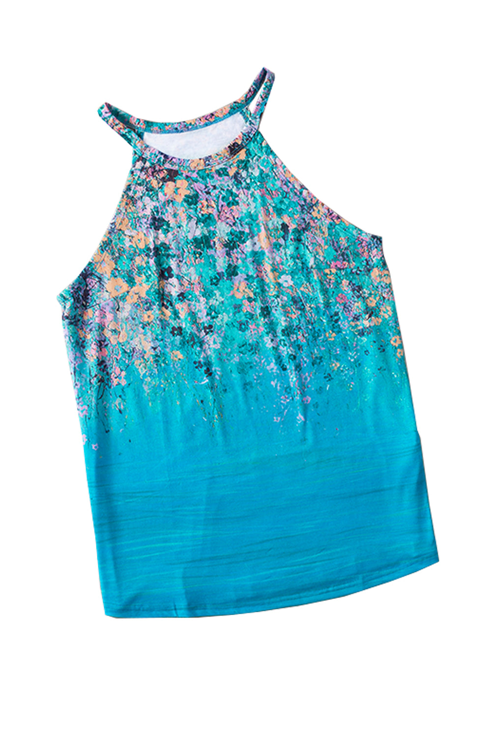 Tapa del tanque de cuello de halter de estampado floral azul