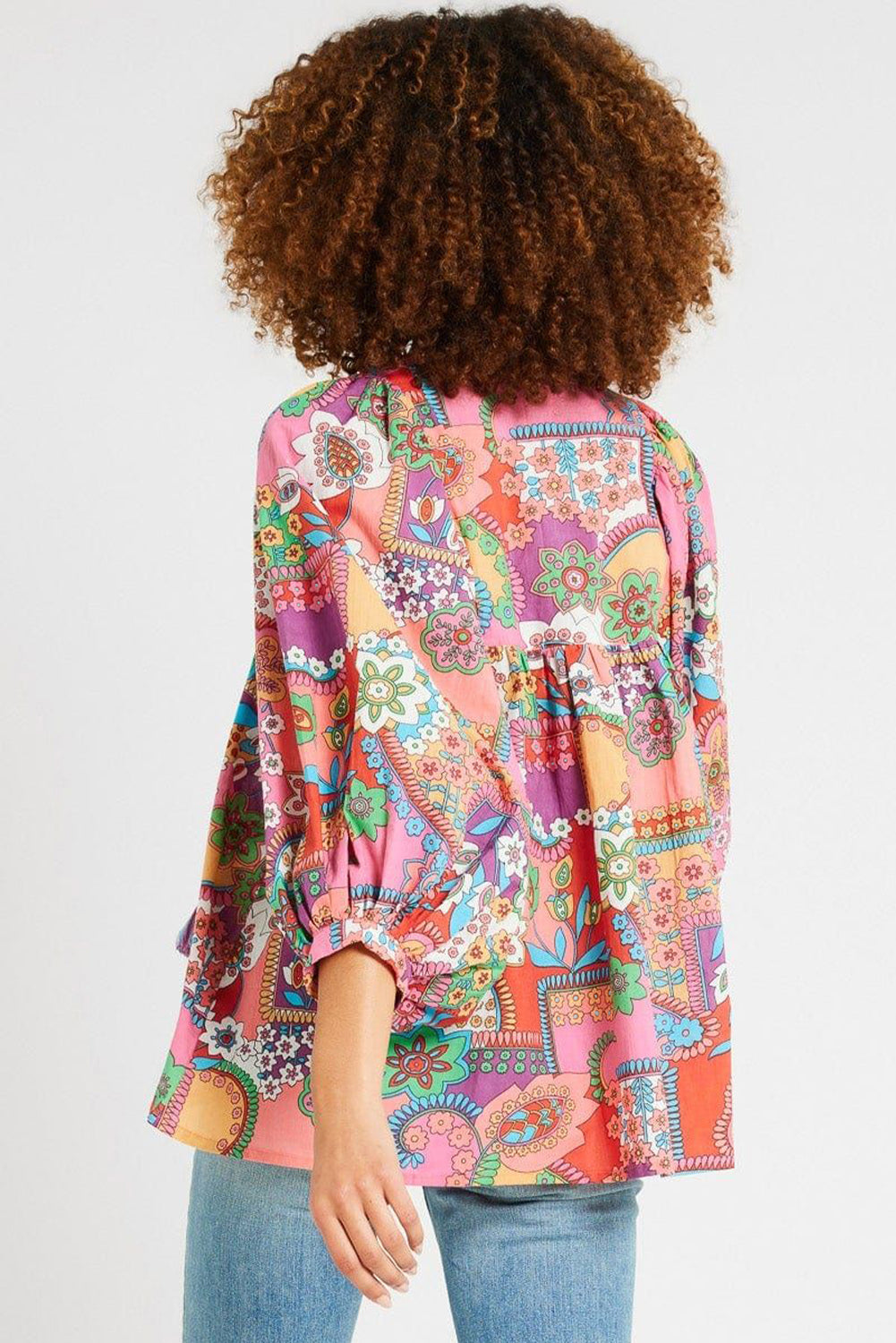 Chemisier plissé multicolore à manches bouffantes *-A WOMAN WE LOVE