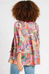 Chemisier plissé multicolore à manches bouffantes *-A WOMAN WE LOVE