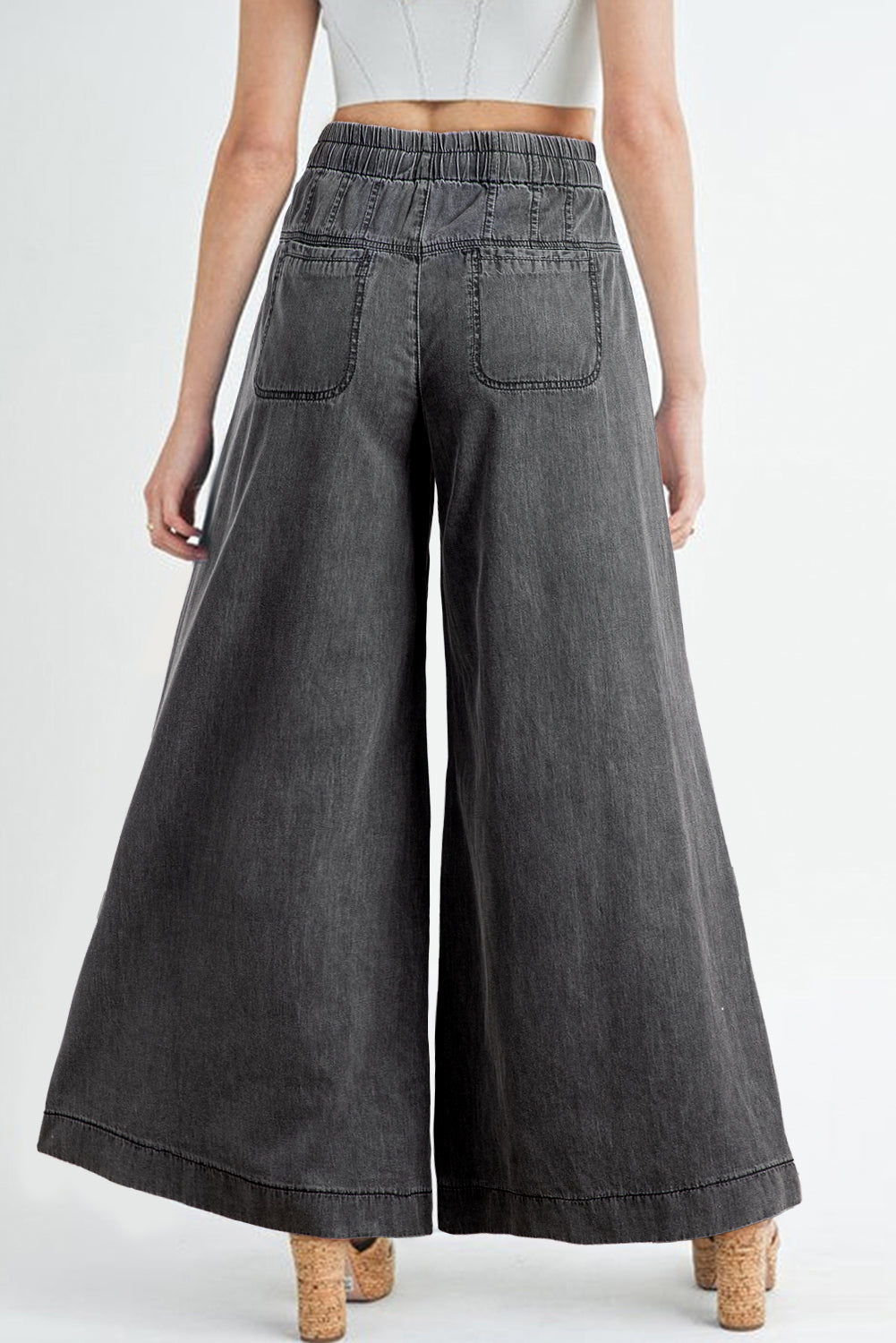 Carbongrau Mineral Waschknopf Fliege Taille Wide Leg Jeans