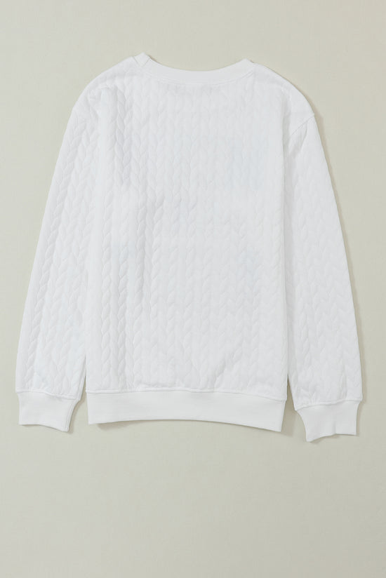 White sweatshirt in twisted knitting Merry and Bright *