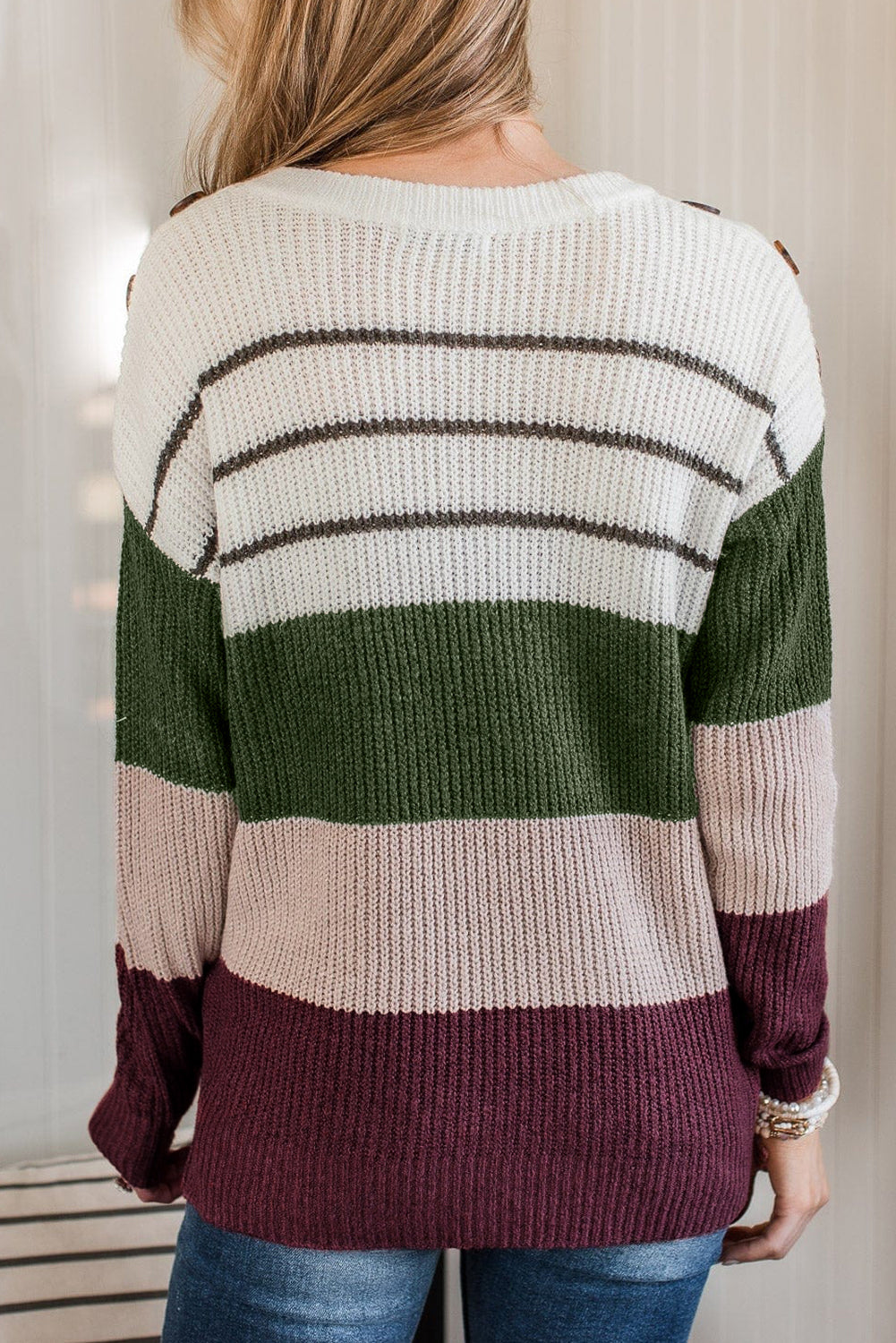 Maglione a strisce a strisce a strisce a strisce di colore verde