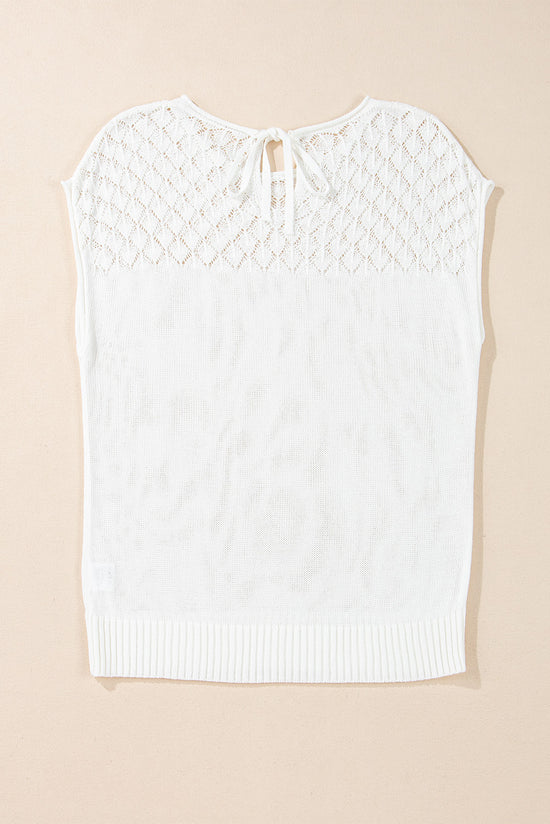 Pull blanc à manches courtes en tricot *