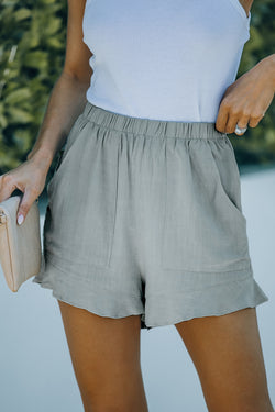 High Waisted Ruffled Pocket Shorts