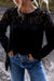 Black long sleeve crochet lace crew neck top