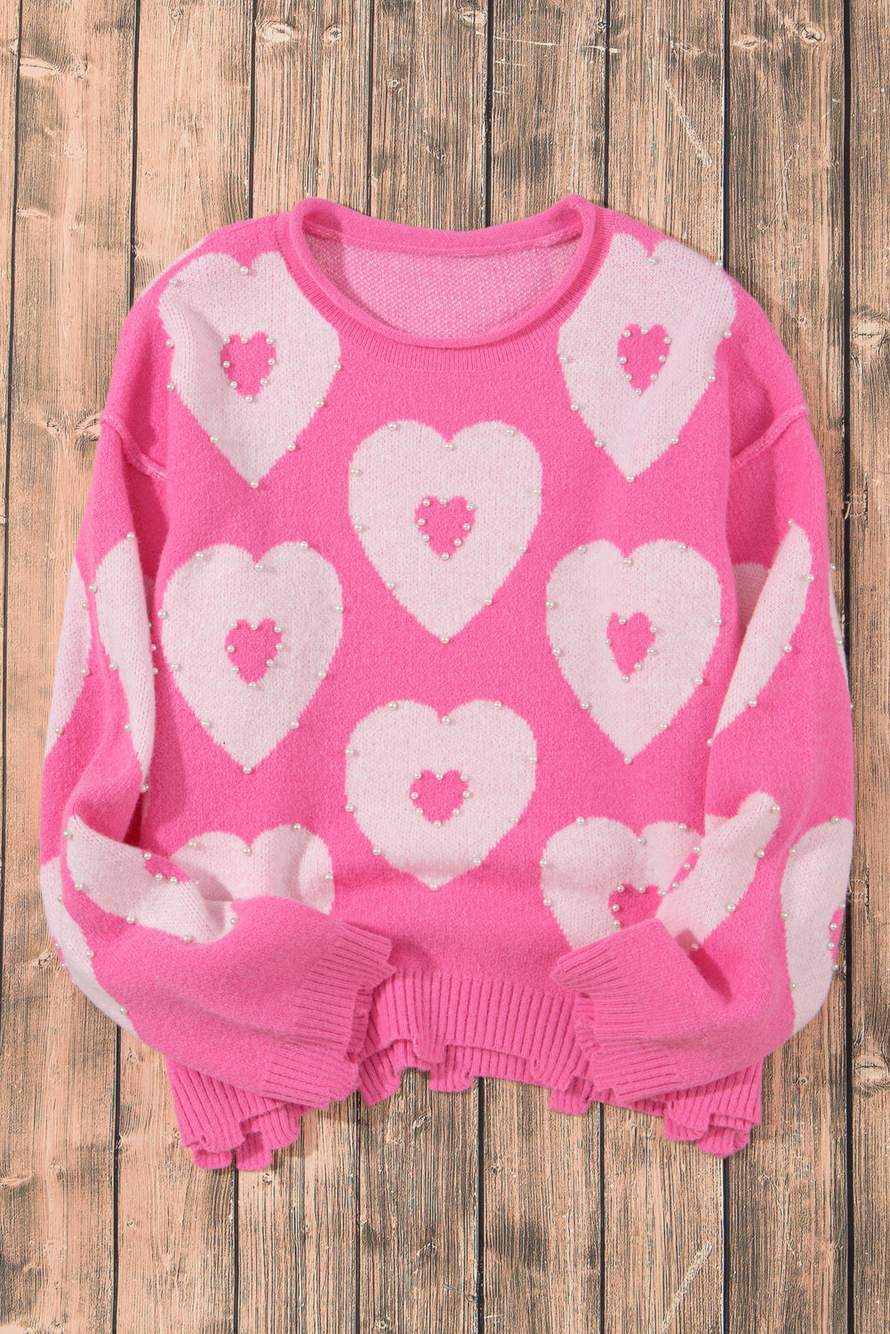 Bonbon Perle Perlen Heart Drop Schulterpullover