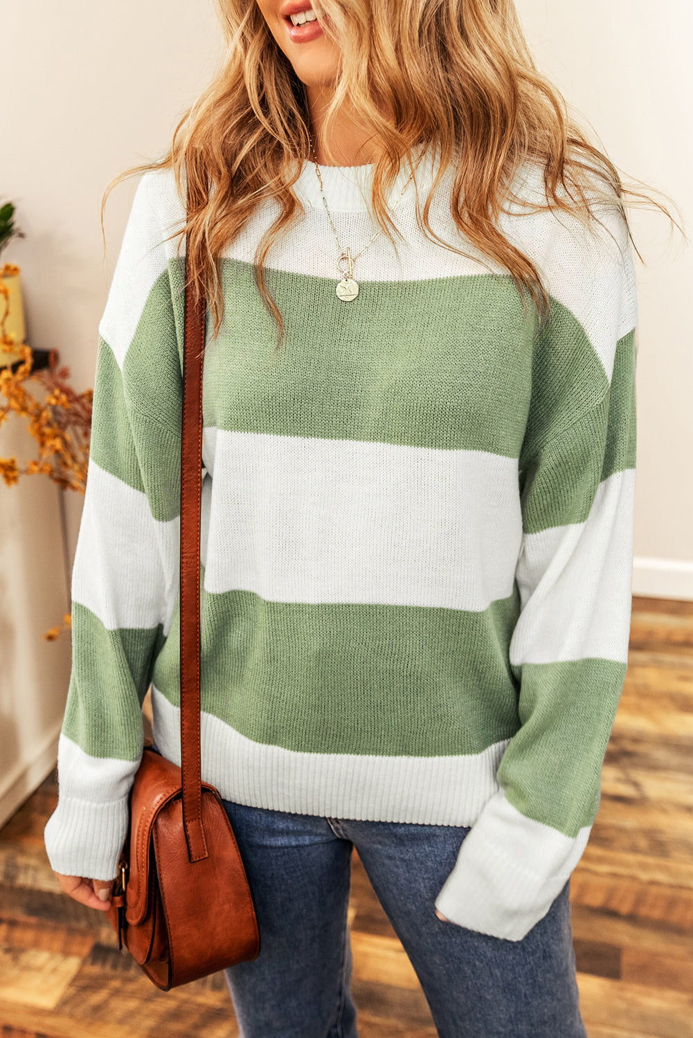 Color Block Loose Sleeve Knit Sweater