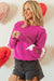 Loose round neck sweater with red pink bow tie