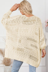 Cardigan décontracté à manches dolman en tricot creux abricot-A WOMAN WE LOVE