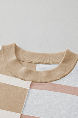 Striped khaki over-dimensional sweater *