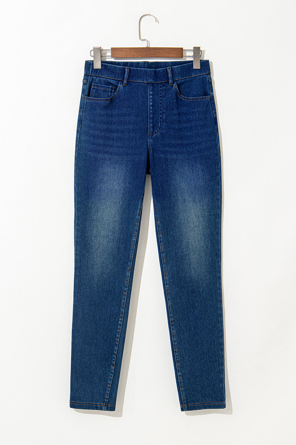 Jean décontracté en tricot extensible délavé *