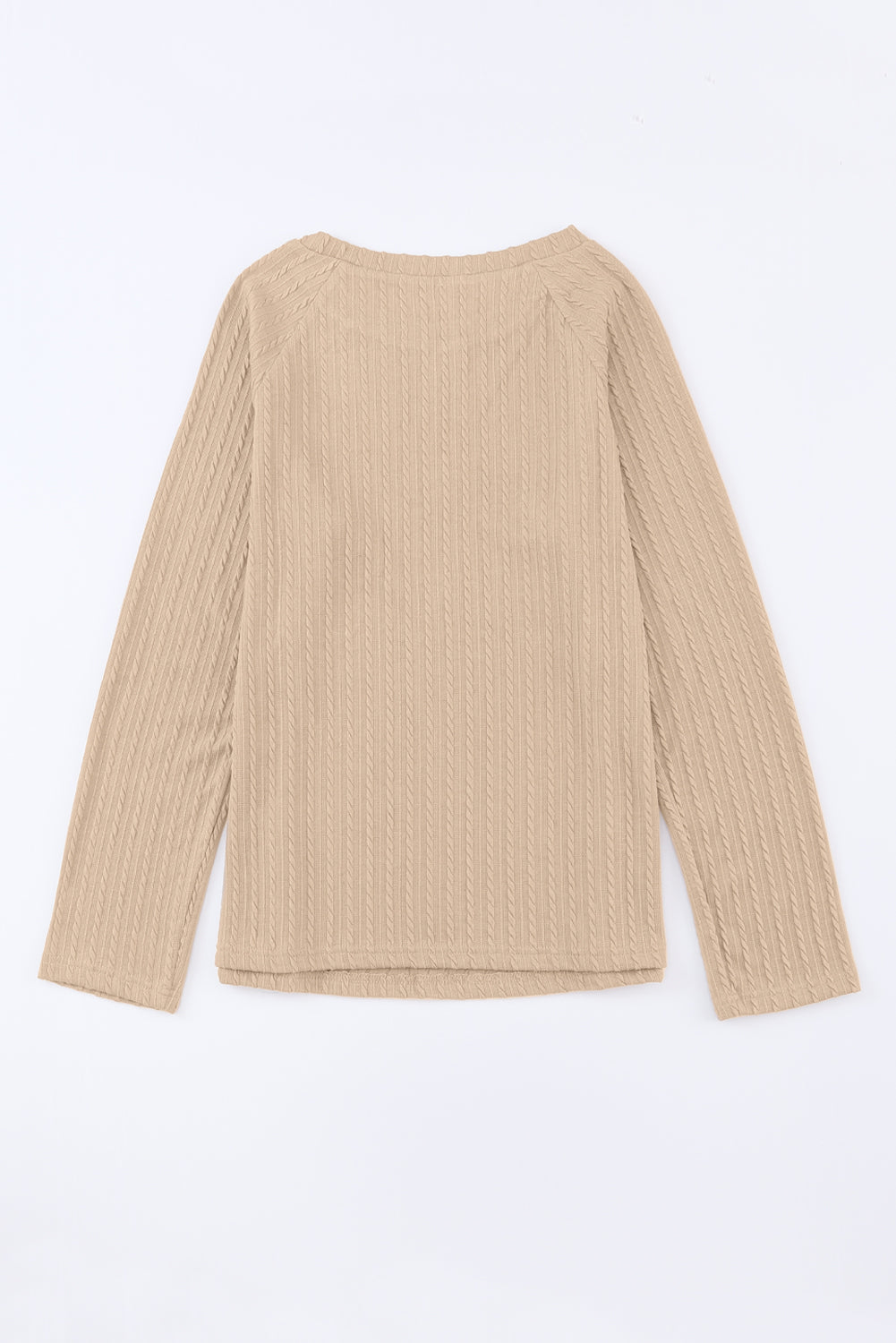 Khaki Ribbed Round Neck Knit Long Sleeve Top