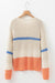 Comfortable falling with drooping shoulders and beige color block stripes