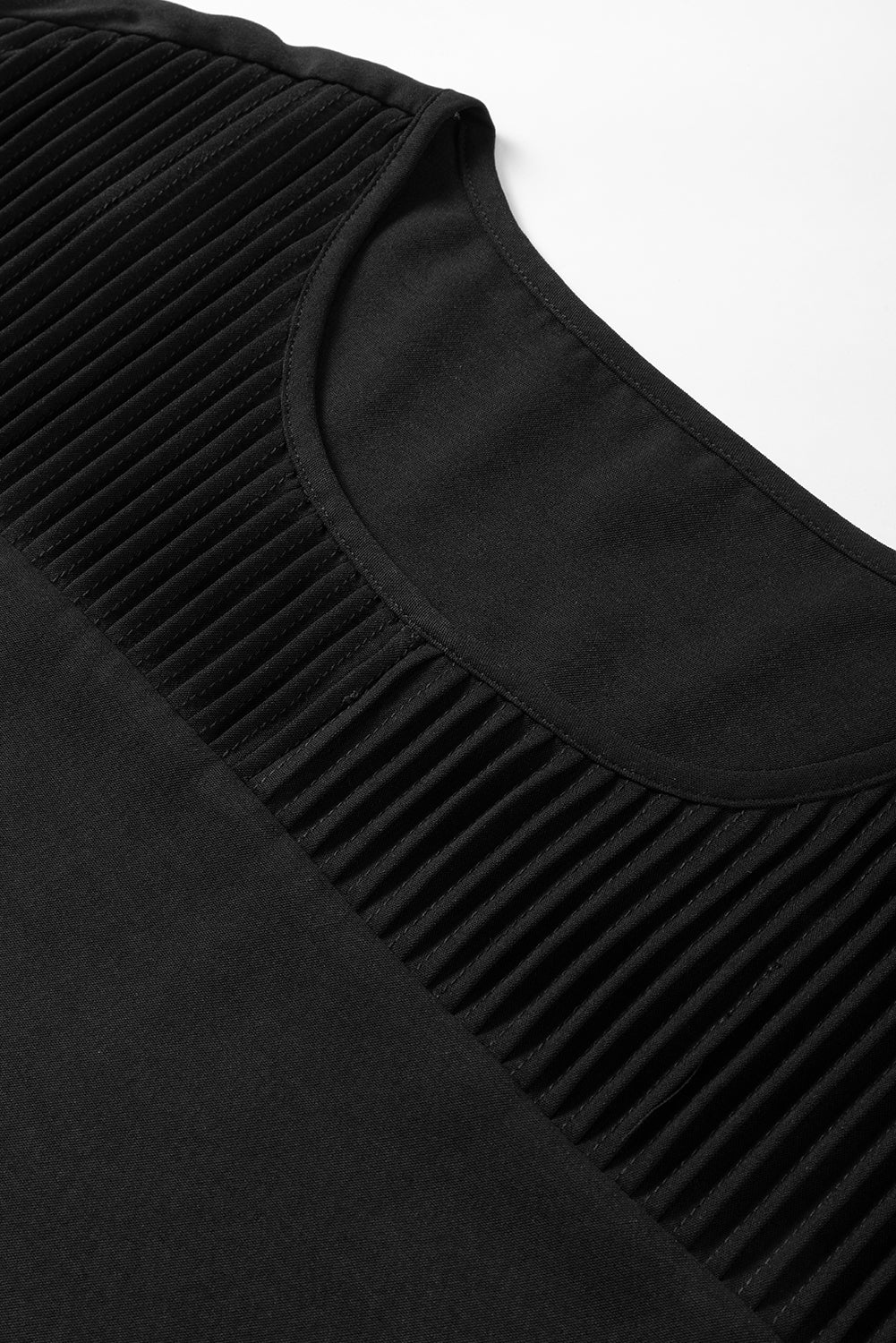 Black Roll -up -Ärmelgenähte Detail Bluse