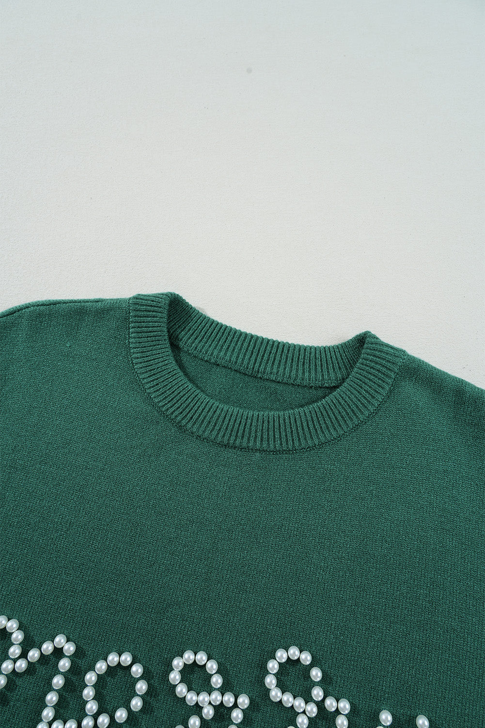 Pull décontracté joyeux perlé vert noirâtre