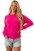 Pink Red Heart Shaped Crew Neck Drop Shoulder Sweater