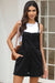 Black denim casual romper with straps and eyelets