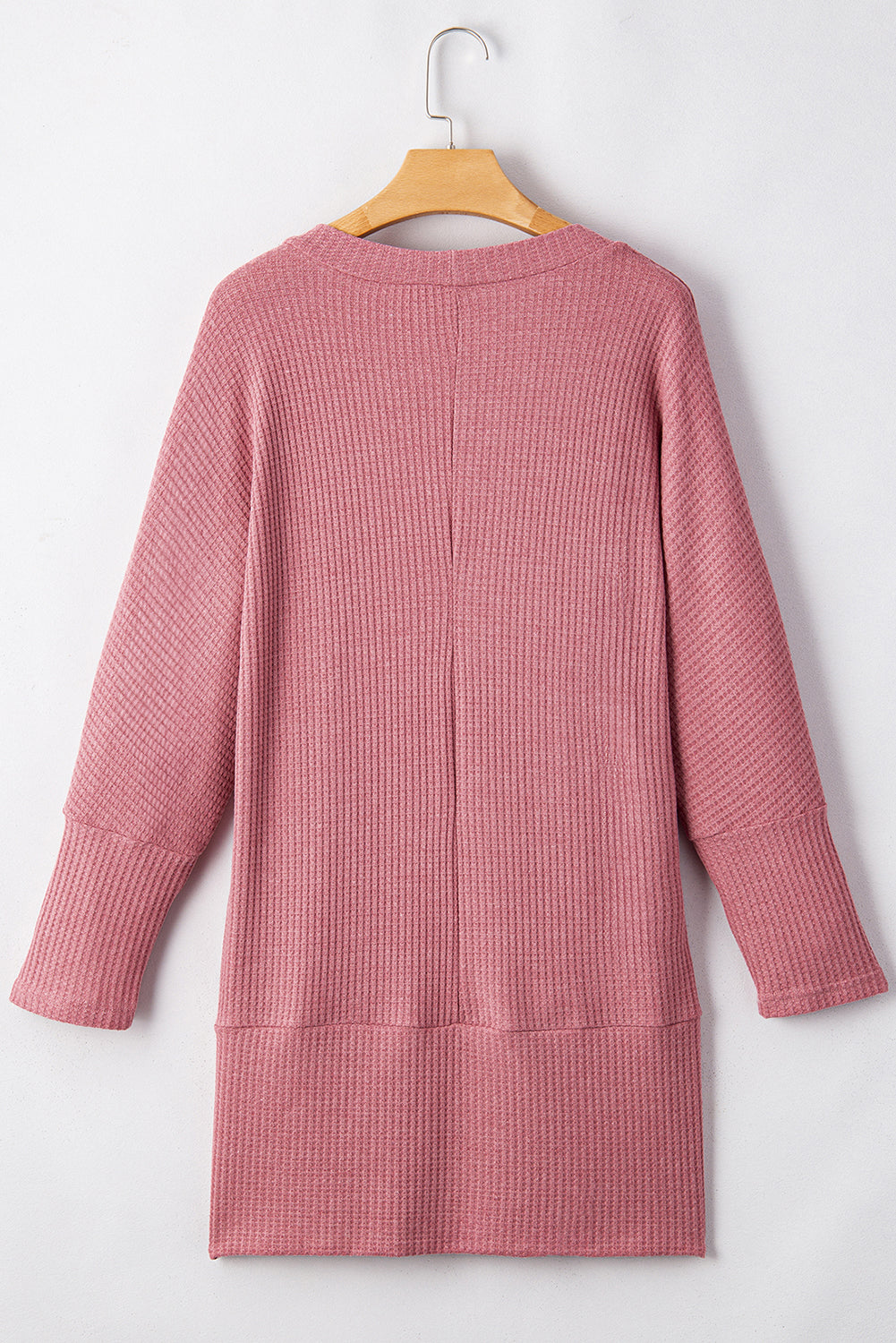 Cardigan en tricot gaufré de couleur unie rouge minéral avec poche-A WOMAN WE LOVE