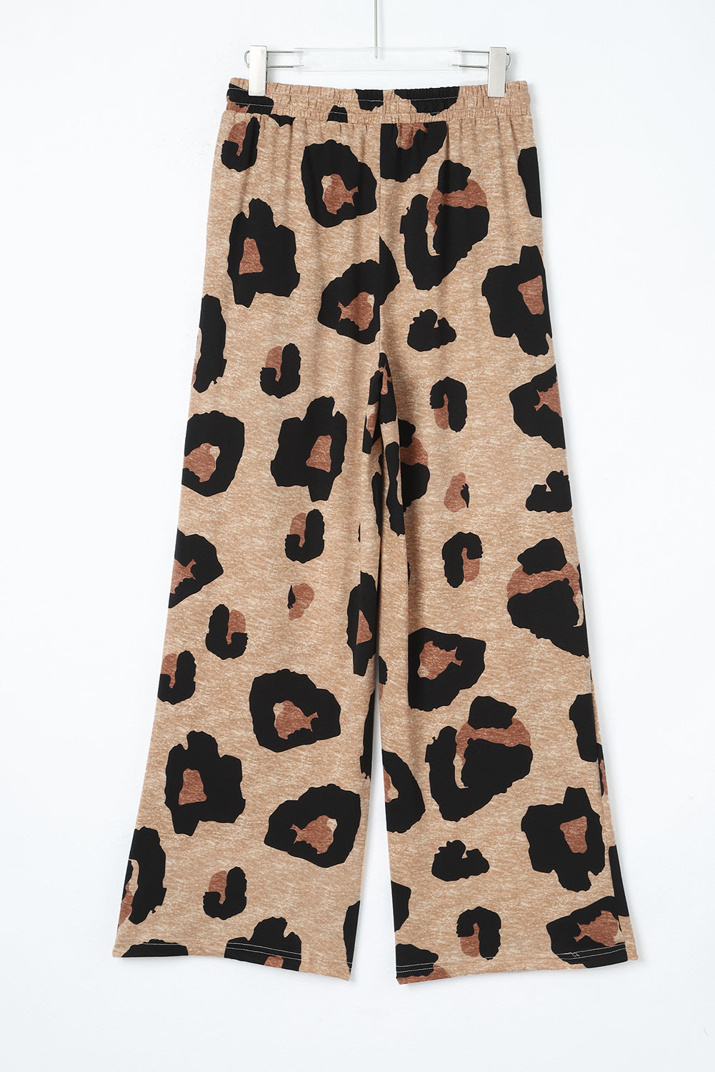 Pantalones casuales de pierna ancha con cordón de leopardo