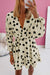 Short dress with beige polka dot with v * collar