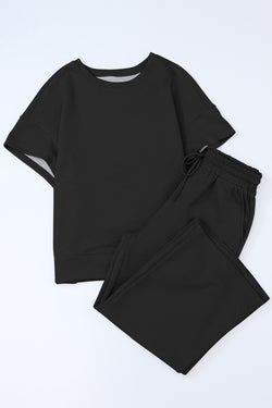 Ensemble t-shirt ample texturé noir *