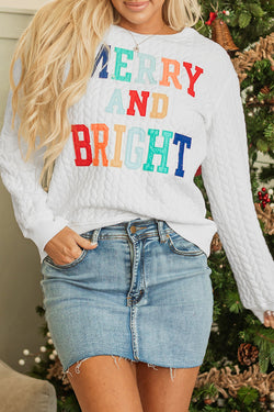 Sweat-shirt blanc en tricot torsadé Merry And Bright *