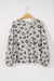 Gray thermal tricot high leopard with large balloon sleeves