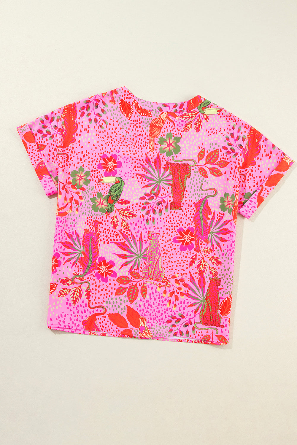 Rose Jungle Floral Stampa di tacca V Neck Blome