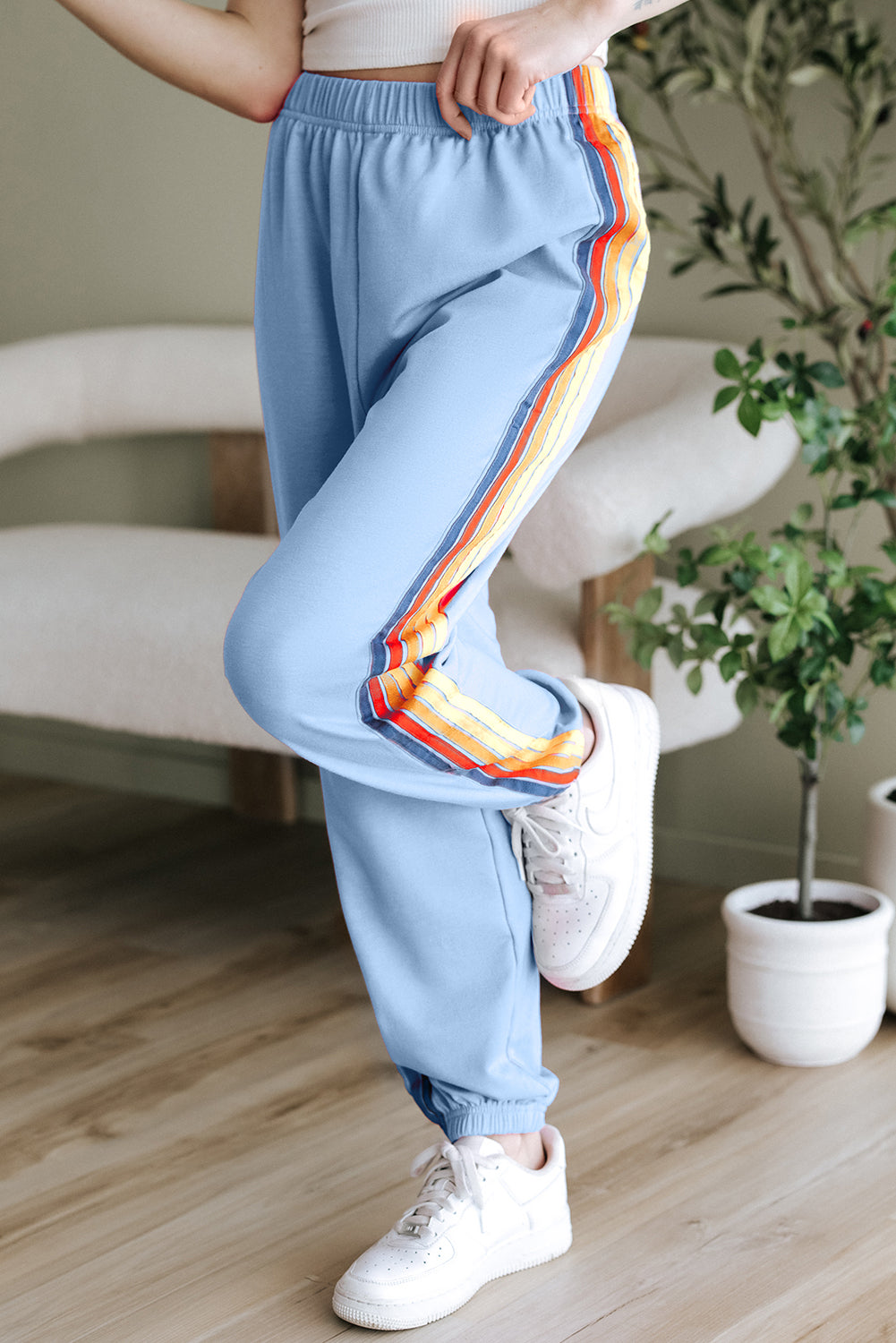 Light blue high -waisted tracksuit *