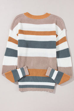 Classic sweater in color block with round neck