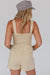 Beige Button Smocked Sleeveless Romper