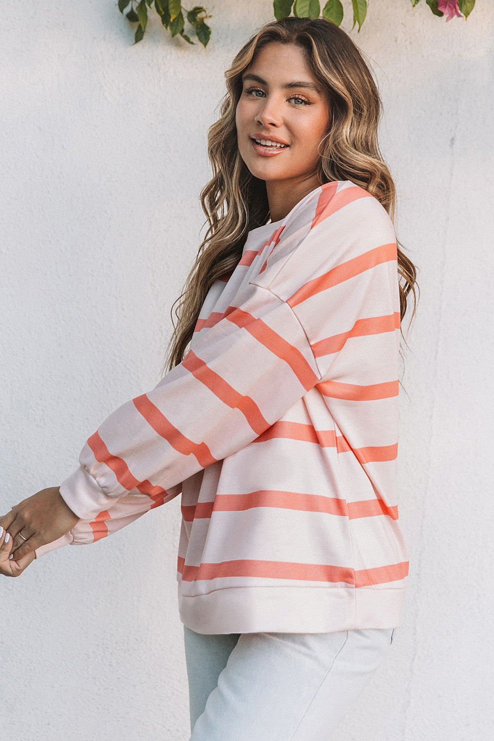 Stripe Stripe Glip Spalla Pullover Felpa