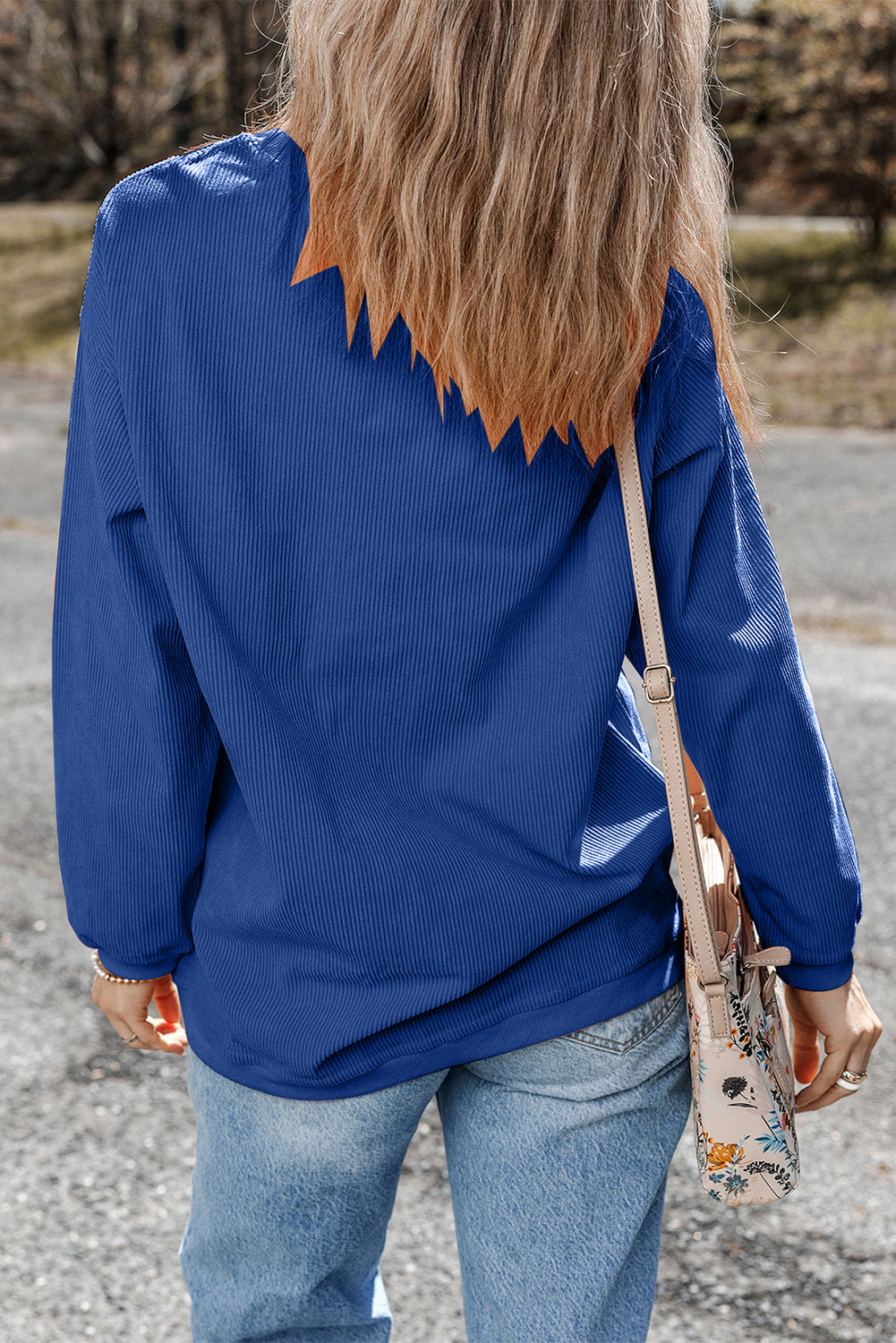 Sweat oversize en velours côtelé bleu foncé