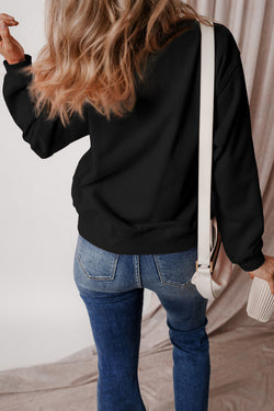 Black Terry Drop Shoulder Sweatshirt with Solid Fleece Lining