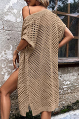 Cardigan camel ouvert sur le devant en maille pointelle à manches chauve-souris-A WOMAN WE LOVE