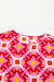 3/4 -sleeved loose blouse and geometric pink strawberry print